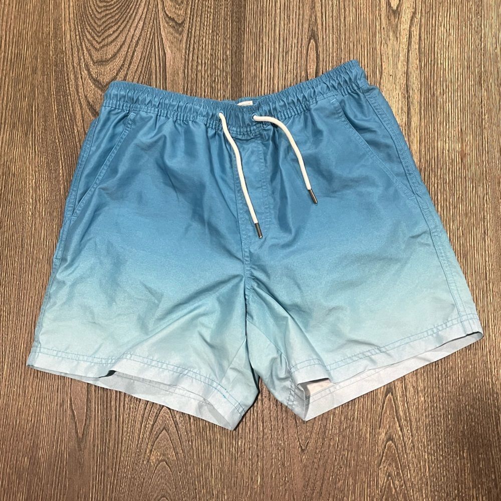 American Eagle Drawstring Waist Swim Shorts Elastic Waist Pull-On Blue Size S